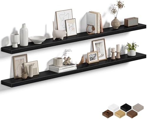 Fun Memories Floating Shelves for Wall 72 Inch, Set of 2 – Wall-Mounted Storage & Display Shelf with Invisible Bracket, 