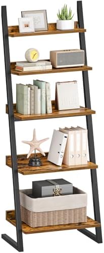HOOBRO 5-Tier Bookcase, Narrow Ladder Shelf, Small Bookshelf, Corner Storage Shelf, Small Display Organizer for Living R