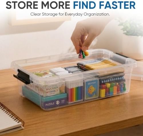 Superio 13.7 Quart Clear Plastic Storage Bin with Lid, Stackable Organizer Box, BPA-Free Storage Container for Home, Gar