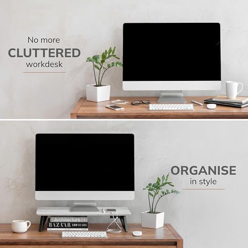 Anji Mountain Monitor Stand for Desk - Desktop Organizer & Laptop Riser, Ergonomic Monitor Riser, Space-Saving, Durable,