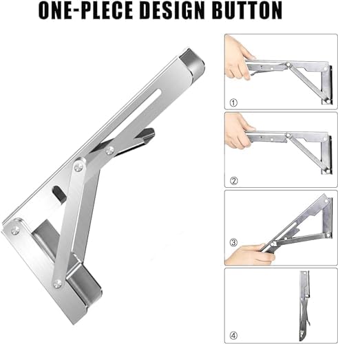 Folding Shelf Brackets 12 inch 4 Pcs Max. Load 220lb - Heavy Duty Stainless Steel DIY Wall Mounted Collapsible Shelf Bra