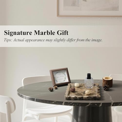 YMXYJM Brown Marble Tray, Scalloped Coffee Table Tray Decor, 8" Square Tray