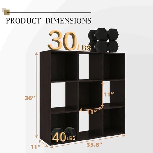 WannabeMyself【Easy Assembly】 9 Cube Storage Organizer with Anti-Tipping Kits,Reversible Open Back Book Shelf, Bookcase f