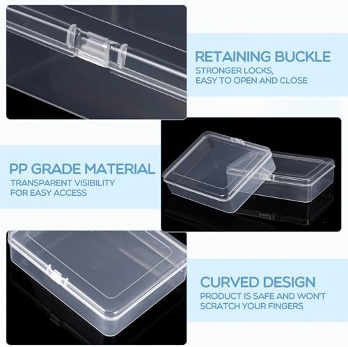 Jetec 6 Pieces Small Clear Plastic Storage Box, 5 x 4 x 1.3 Inch