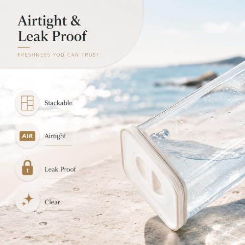 Smart Seal Airtight Food Storage Containers Set of 3, Extra Large 3.6L Pantry Containers for Cereal, Flour, Rice & Dry Food, Stackable BPA-Free Clear Canisters with Twist Lock Lids, White, 122 oz