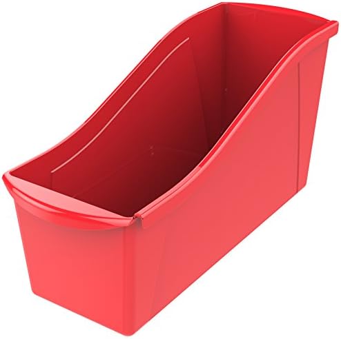 Storex Large Book Bin, Interlocking Plastic Organizer for Home, Office and Classroom, Red, 6-Pack (71102A06C)