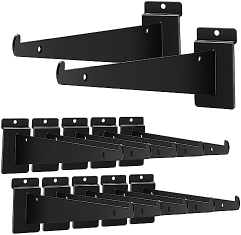 12 Pack Slat Wall Shelf Brackets with Lip, 12" Slatwall Shelf Bracket