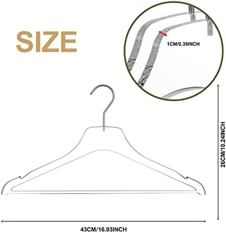 Quality Acrylic Clear Lucite Hangers 5-Pack with Bar Chrome Hooks for Clothes, Pants, Suit Jackets, Coats, and Shirts, Closet and Wardrobe Organization (Chrome/Gloss Silver Hook, 5)