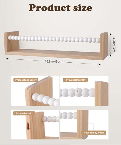 Nursery Shelves Set of 4,White Floating Book Shelves for Wall,Nursery Book Shelves for Kids Room,Kids Bookshelf (Set of 