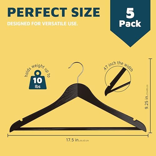 Lifemaster Wooden Clothes Hangers – with 360 Degree Swivel Hook and Non-Slip Shoulder Notch, Holds Up to 10 lbs, Pants B