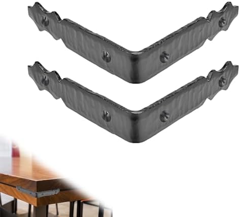 2 Pack - 3.5" Metal Corner Bracket for Furniture - Black - Handmade Decorative Corner Braces - Rustic Metal Brackets for