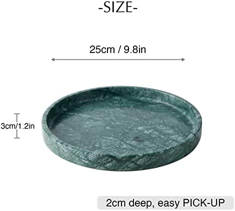 Italian 100% Marble Round Vanity Tray 10'', Decorative & Fruit Serving Trays for Bathroom, Kitchen, Nightstand, Jewelry 