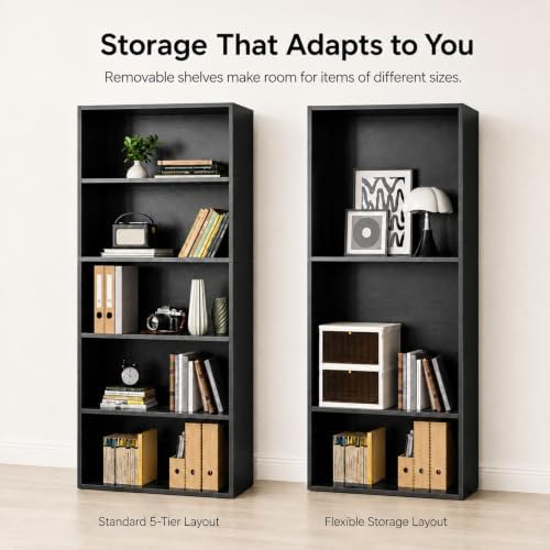 IULULU 53 Inch Tall Bookshelf, 5 Tier Bookcase with Open Storage Shelves