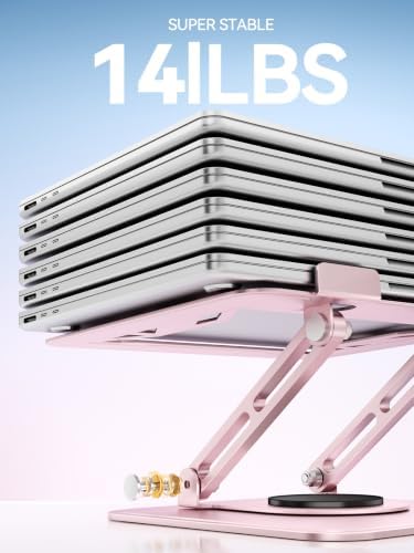 tounee Laptop Stand for Desk, Adjustable Computer Stand Holder with 360° Rotating Base, Ergonomic Laptop Riser Compatibl