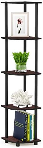 Furinno TURN-N-TUBE Corner Shelf, 5-Tier Corner Bookshelf, Open Storage Shelves, for Organization and Storage, Living Ro