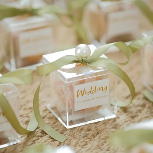 24-Pack Mini Acrylic Square Cube Party Favor Box, 1.77x1.77x1.77 Inch