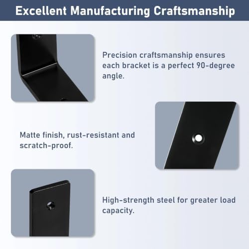 ELSKER&HOME Shelf Brackets 12 Inch 12 Pack Heavy Duty Black Metal L Bracket