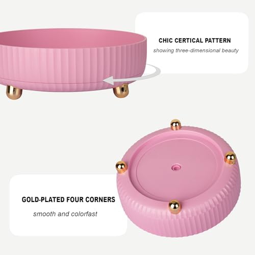360 Rotating Makeup Perfume Organizer Skincare Tray, Small Pink
