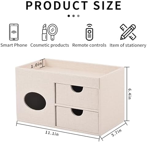 Square Tissue Box Cover with Drawers,Tissue Box Holder with Storage Tray,​ Makeup Organizer and Desk Organizer,Tissue Ho