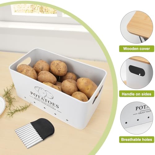 Kitchen Vegetable Storage Set of 3, Metal Onion Garlic Potato Storage Set, Kitchen Canisters Vegetable Keeper Containers