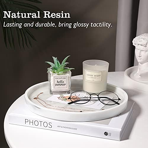 Emibele Vanity Tray, White Round Trays for Bathroom Bedroom Countertop