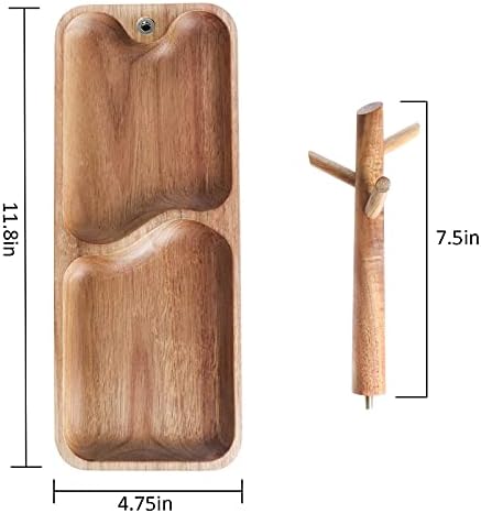 Wood Key Tray for Entryway Table, Jewelry Tray, Catchall Tray with 3 Stand Hanging Organizer, for Rings, Phone, Bracelet