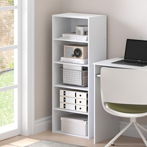 Furinno Basic Book Shelf, 5-Tier Bookshelf, Storage Organizer Bookcase with Open Shelf, 11 x 17 x 44, for Living Room, B
