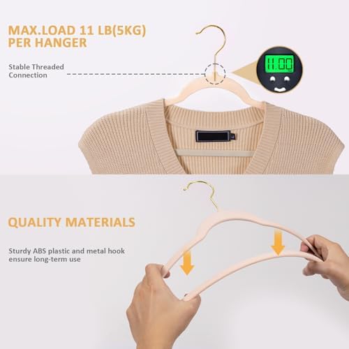 Pink Velvet Hangers 30 Pack, Premium Non-Slip Felt Clothes Hangers, Heavy Duty, Durable Coat Hangers for Suits, Thin Space Saving Hangers with No Mark & 360° Swivel Gold Hook