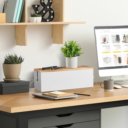 Bivvclaz Large Cable Management Box, Wooden Cord Organizer Box for Desk, Floor, Office to Hide Extension Cords Power Str