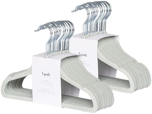 3 Sprouts Velvet Baby Hangers, Non Slip Slim, Green, 30 Pack
