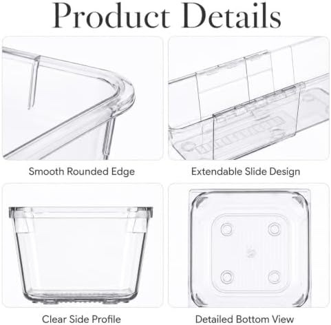 14 Pcs Adjustable Drawer Organizer, Expandable Clear Drawer Organizer
