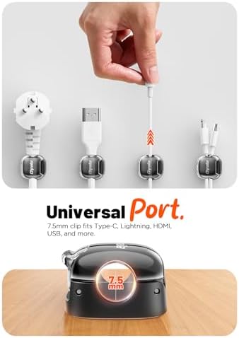 Cable Clips,8 Pack Cord Holder Cord Organizer [1s Lock & Strongest Adhesive] Spring Cord Clips Phone Charger Wire Desk C