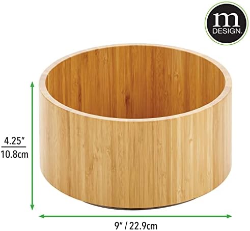 mDesign Lazy Susan Turntable Bamboo Spinner for Kitchen Cabinet, Pantry, Fridge, Cupboards, or Counter, Fully Rotating O