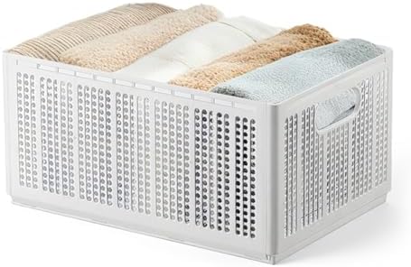Wardrobe Clothes Organizer 5 Grids, Closet Jean Storage Bins with Handles Foldable Drawer Dividers for Clothing Adjustab