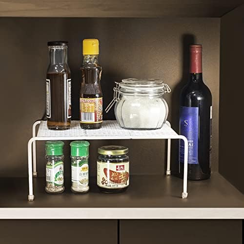 Lonian Kitchen Cupboard Organiser Wire Rack, White, 2-Pack