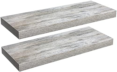 Sorbus Wood Floating Shelves for Wall (24 x 9 Inch, 2 Pack, Rustic)