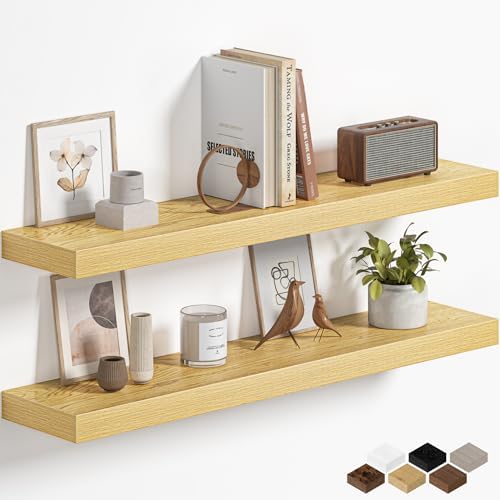 Fun Memories Floating Shelves for Wall 32 Inch, Set of 2 – Wall-Mounted Storage & Display Shelf with Invisible Bracket, 