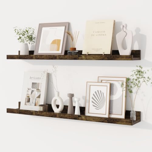 Dreamland Picture Ledge Shelf for Wall, Floating Shelves Set of 2,30 inch Long Floating Shelves with Lip for Living Room