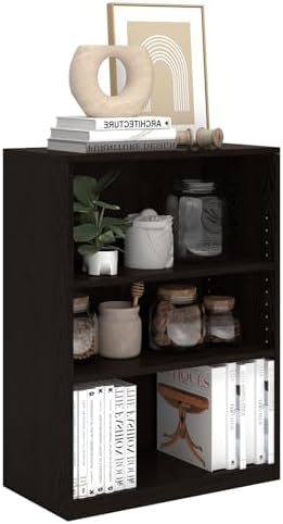 CTESNE【2026 Adjustable Shelves 3-Tier Bookcase, 71 inches, Wooden Open Display Floor Bookshelf (Chocolate Color)