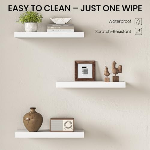 Fun Memories Floating Shelves for Wall 20 Inch, Set of 2 – Wall-Mounted Storage & Display Shelf with Invisible Bracket, 