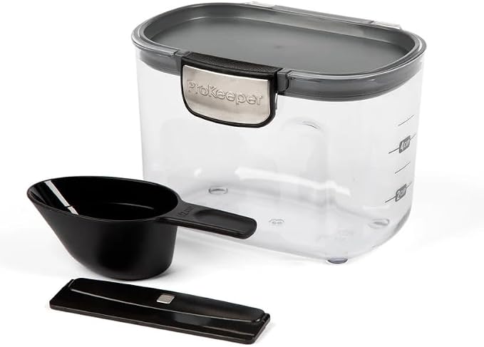 Progressive International ProKeeper+ Clear Plastic Airtight Food Baker's Kitchen Storage Organization Container Canister Set with Magnetic Accessories, 2- Piece Set (Specialty Flour 1.5-Quart)