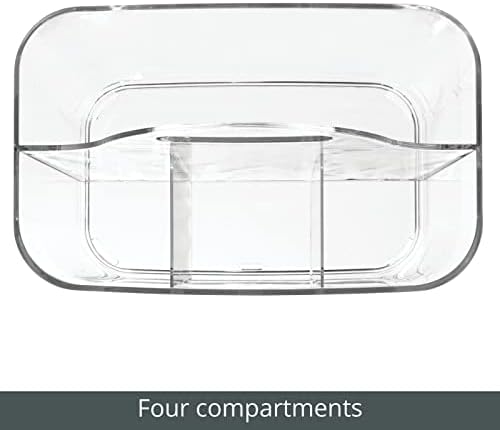 mDesign School Supplies Desk Organizer Tote for Scissors, Pens, Pencils, Notepads, Markers, Highlighters, Tape - Small, Clear