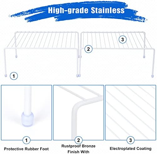 SIBAO Set of 6 Kitchen Cabinet Storage Shelf Rack - (13.1 x 10.2 Inch) /Plastic Feet - Steel Metal - Rust Resistant Fini