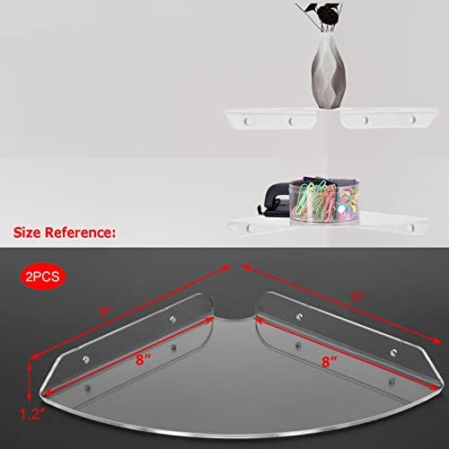 Cosmos 2 Pcs Acrylic Wall Mount Floating Corner Shelves Quarter Round Shower Shelf Hanging Corner Shelves Wall Storage D
