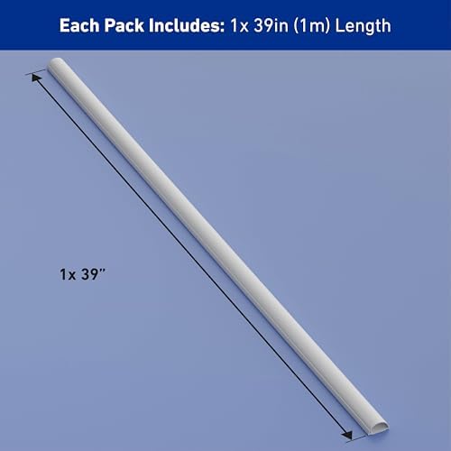 D-Line Cable Raceway On-Wall Cord Cover | 1D3015W | Surface Mount Electrical Channel to Hide and Conceal Cords, Cables, 