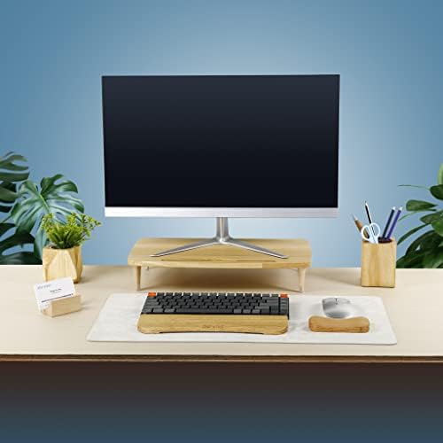 Wooden Monitor Stand Riser for Computer Monitor – A Sturdy Computer Stand to Elevate Your Screen and Reduce Eye Strain a