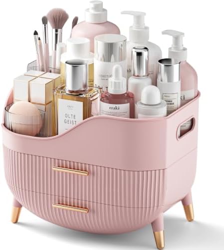 Pajiriona Makeup Organizer and Skincare Organizer with 2 Drawers and Handle