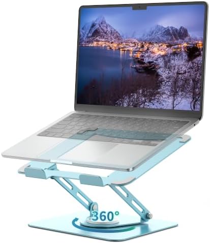 ALASHI Laptop Stand for Desk with 360° Rotating Base, Multi-Angle Adjustable Laptop Stands, Foldable Laptop Riser Compat