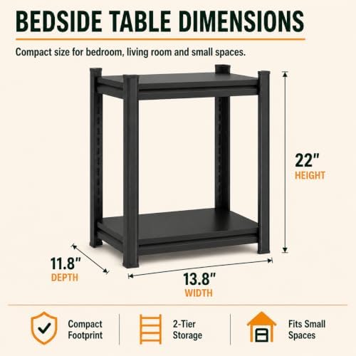 PRESTELION 2-Tier Metal Bookshelf, Adjustable Industrial Bookcase, 22" Tall