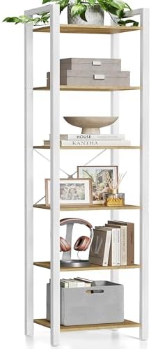 VASAGLE 6-Tier Bookshelf, Bookcase Book Shelf with Steel Frame
